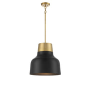 Meridian (M70115MBKNB) 1-Light Pendant in Matte Black with Natural Brass