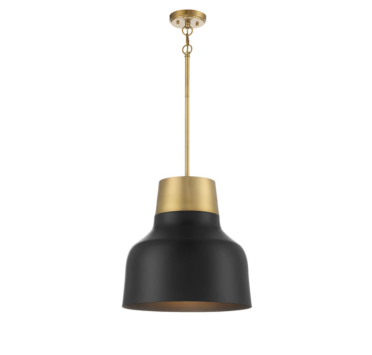 Meridian (M70115MBKNB) 1-Light Pendant in Matte Black with Natural Brass