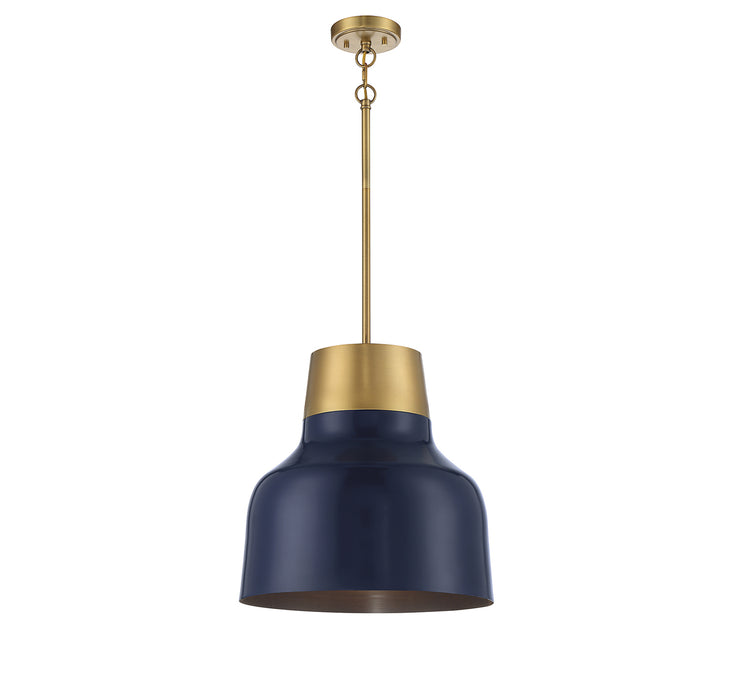 Meridian (M70115NBLNB) 1-Light Pendant in Navy Blue with Natural Brass