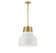 Meridian (M70115WHNB) 1-Light Pendant in White with Natural Brass