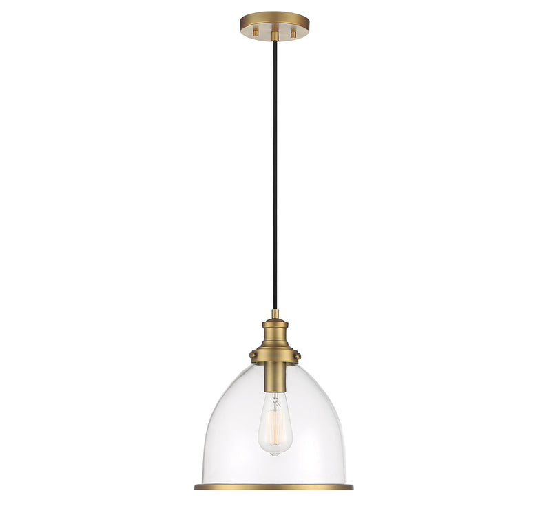 1-Light Pendant in Natural Brass