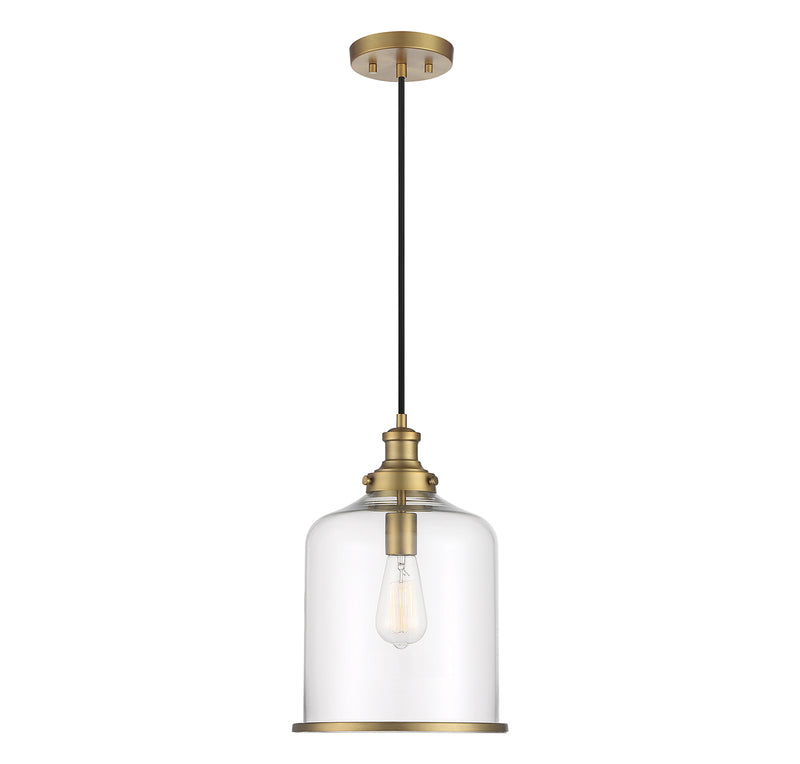 1-Light Pendant in Natural Brass