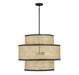 Meridian (M7016MBK) 3-Light Pendant in Natural Cane with Matte Black