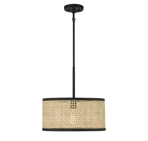 Meridian (M7018MBK) 1-Light Pendant in Natural Cane with Matte Black