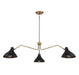 Meridian (M7019MBKNB) 3-Light Pendant in Matte Black with Natural Brass