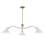 Meridian (M7019WHNB) 3-Light Pendant in White with Natural Brass
