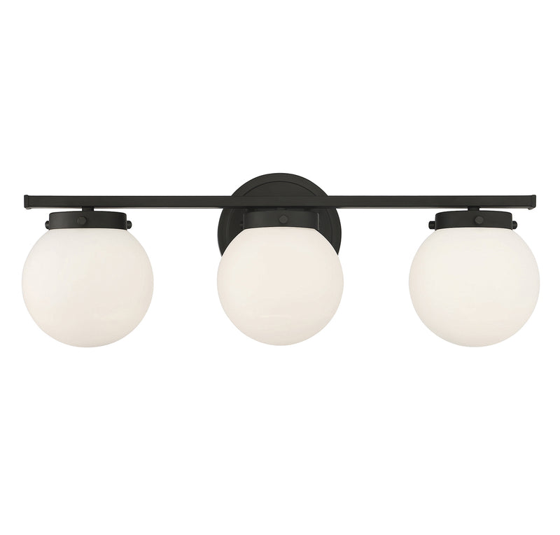Meridian (M80023MBK) 3-Light Bathroom Vanity Light in Matte Black