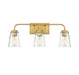 3-Light Bathroom Vanity Light in Natural Brass