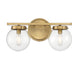 2-Light Bathroom Vanity Light in Natural Brass