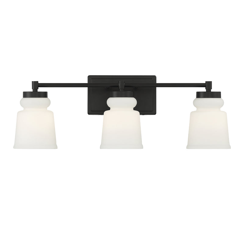 3-Light Bathroom Vanity Light in Matte Black