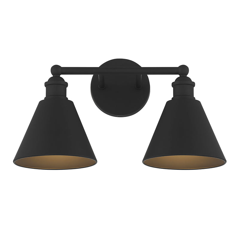 Meridian (M80063MBK) 2-Light Bathroom Vanity Light in Matte Black