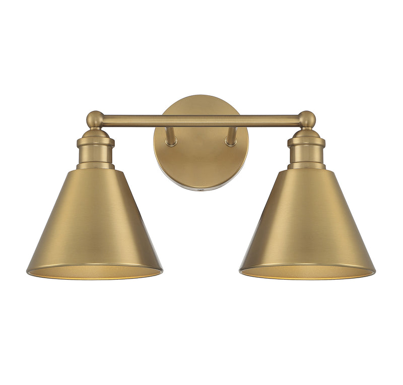 Meridian (M80063NB) 2-Light Bathroom Vanity Light in Natural Brass
