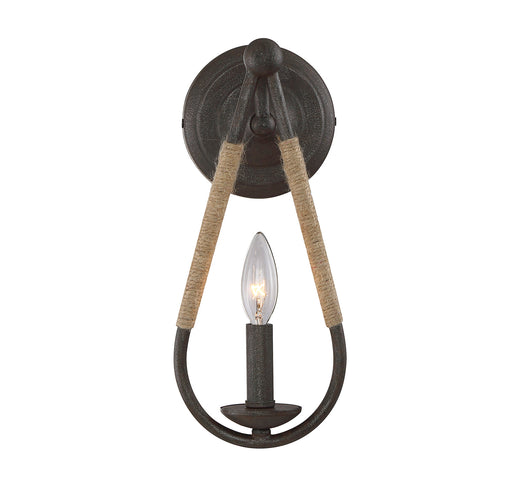 1-Light Wall Sconce in Rusty Nail with Rope