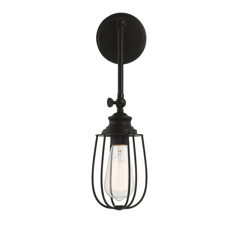 1-Light Adjustable Wall Sconce in Matte Black