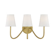 Meridian (M90056NB) 3-Light Wall Sconce in Natural Brass