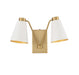 Meridian (M90076WHNB) 2-Light Wall Sconce in White with Natural Brass