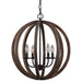 Allier Pendant in Weathered Oak Wood/Antique Forged Iron - Lamps Expo