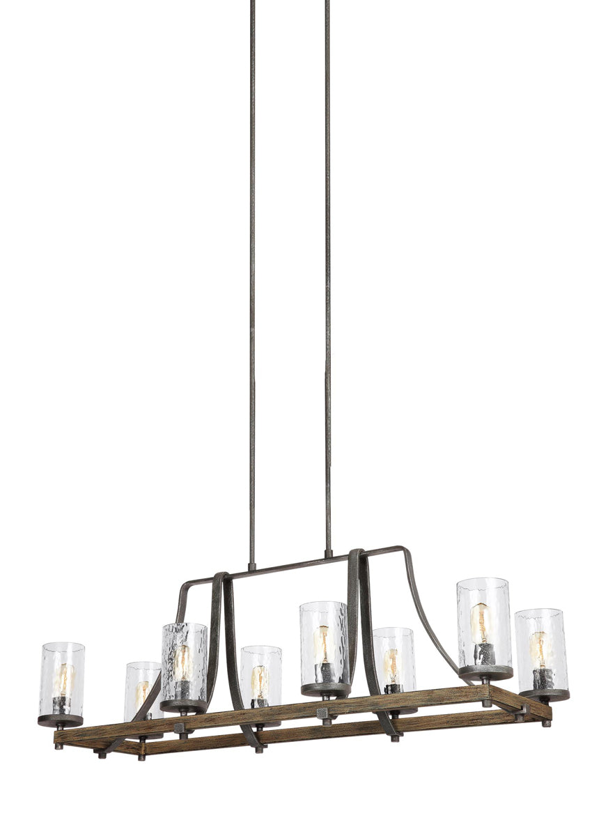 Angelo Chandelier in Distressed Weathered Oak/Slate Grey Metal - Lamps Expo