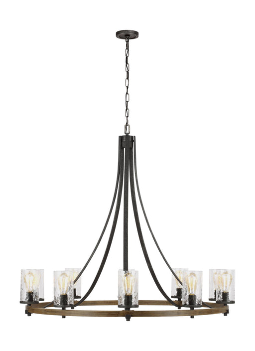Angelo Chandelier in Distressed Weathered Oak/Slate Grey Metal - Lamps Expo