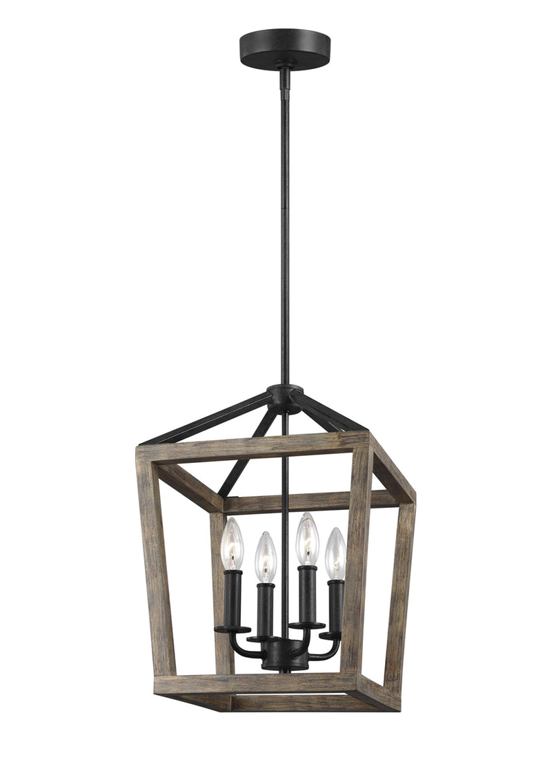 Gannet Chandelier in Weathered Oak Wood/Antique Forged Iron - Lamps Expo
