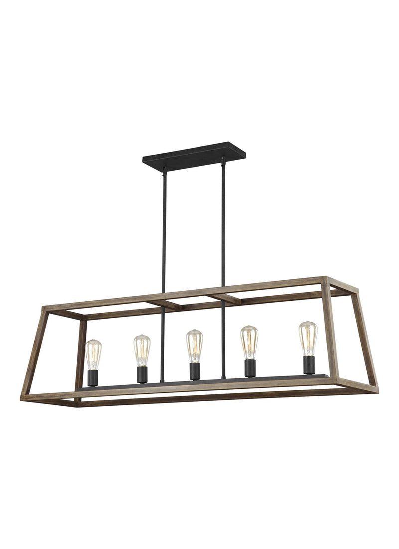 Gannet Chandelier in Weathered Oak Wood/Antique Forged Iron - Lamps Expo