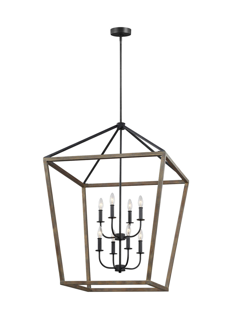 Gannet Chandelier in Weathered Oak Wood/Antique Forged Iron - Lamps Expo