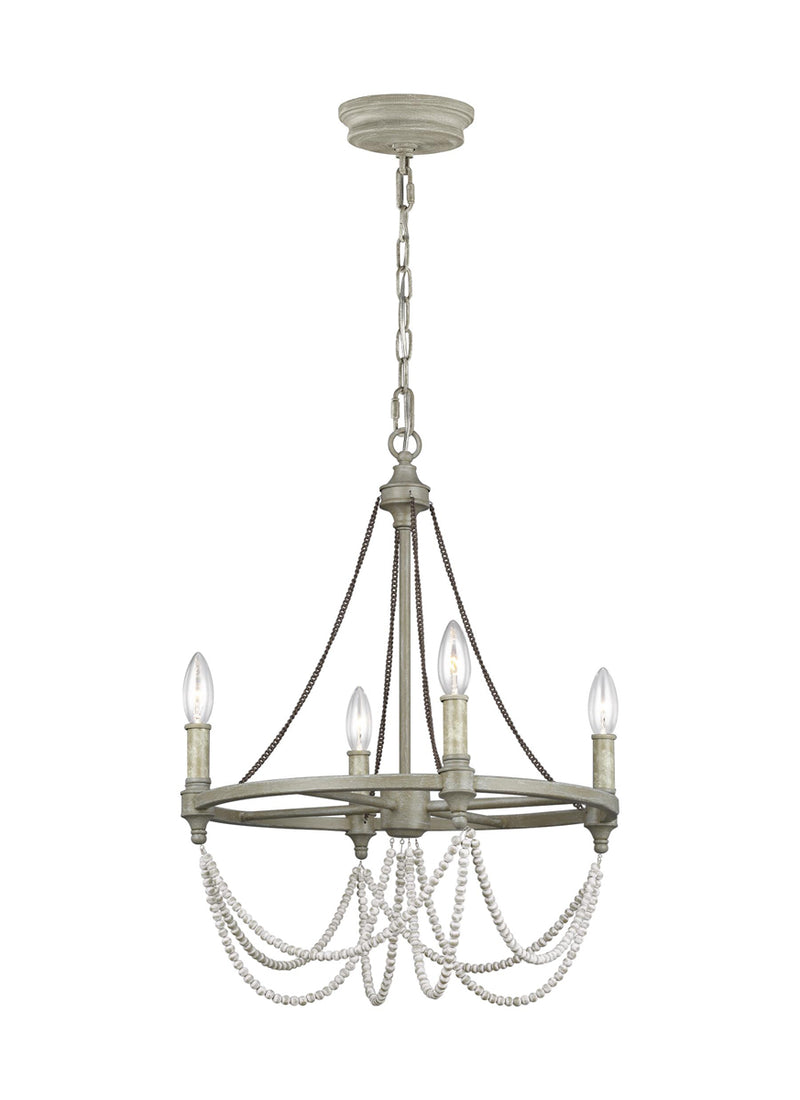 Beverly Chandelier in French Washed Oak/Distressed White Wood - Lamps Expo