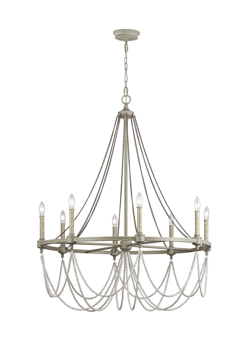 Beverly Chandelier in French Washed Oak/Distressed White Wood - Lamps Expo