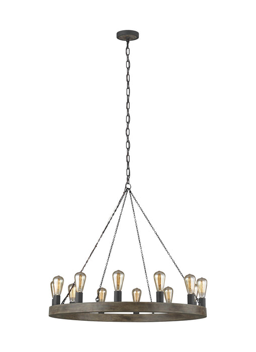 Avenir Chandelier in Weathered Oak Wood/Antique Forged Iron - Lamps Expo