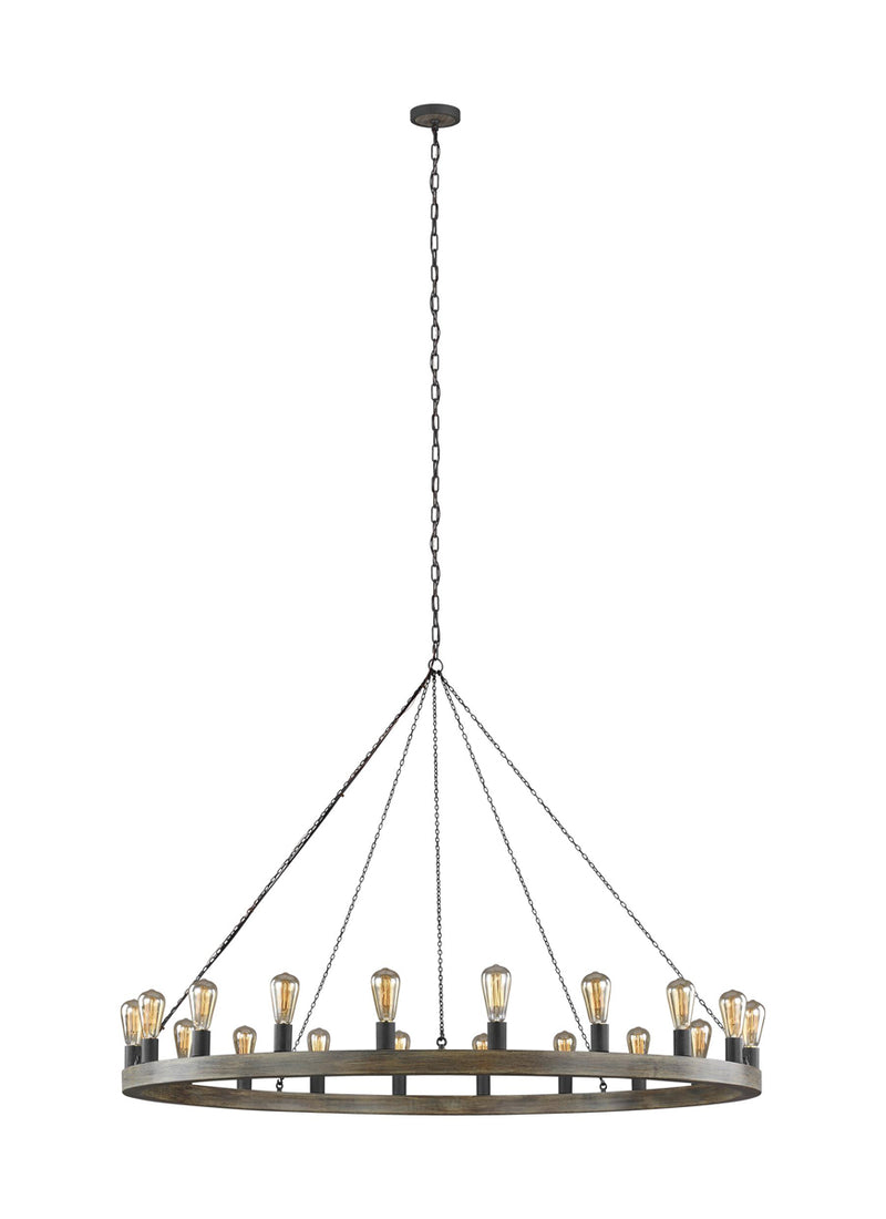 Avenir Chandelier in Weathered Oak Wood/Antique Forged Iron - Lamps Expo