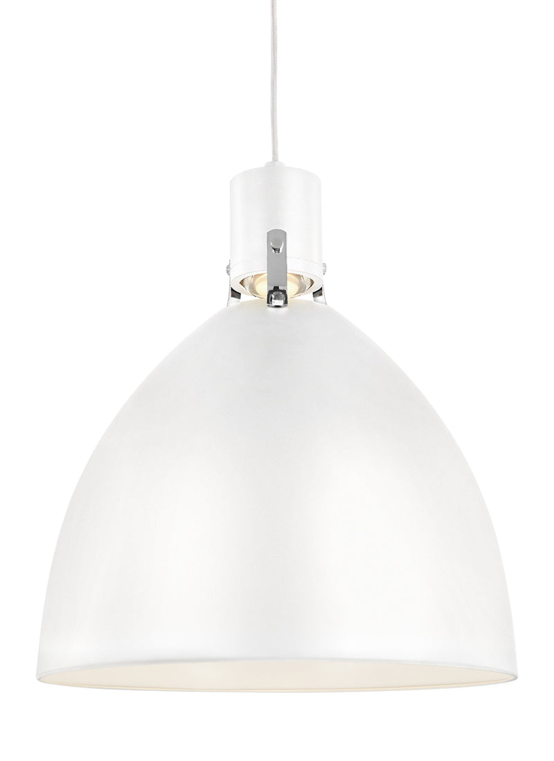 Brynne Pendant in Flat White/Chrome - Lamps Expo