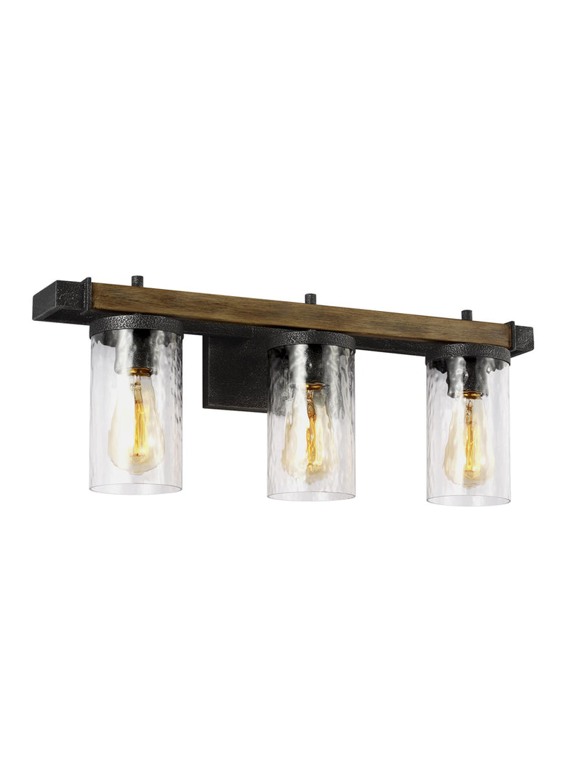 Angelo Bath Sconce in Distressed Weathered Oak/Slate Grey Metal - Lamps Expo