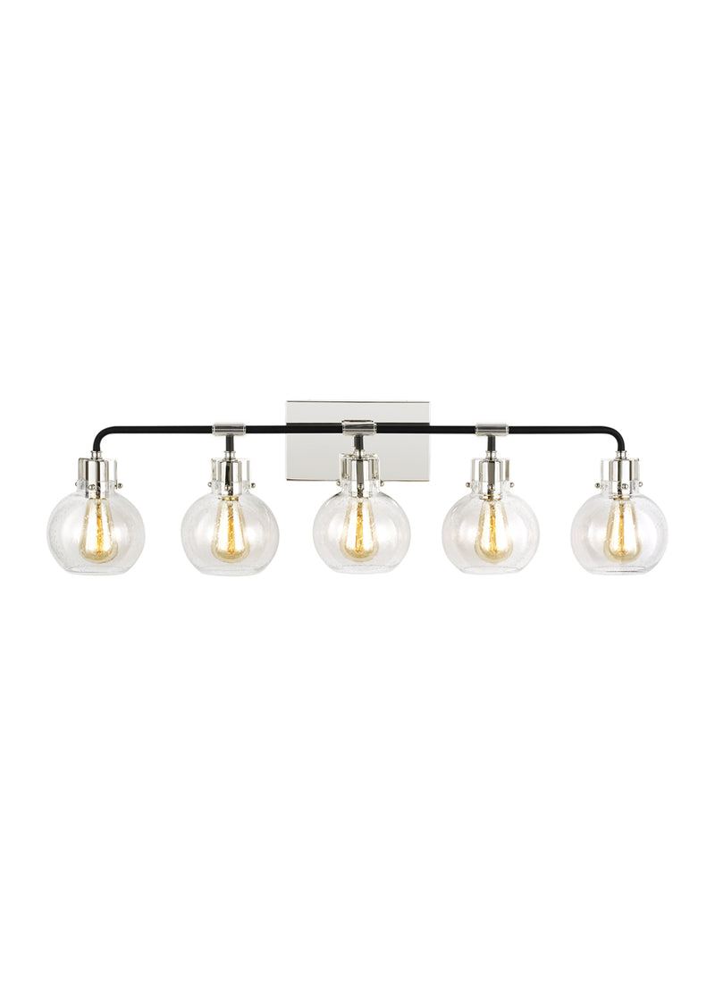 Clara Bath Sconce in Polished Nickel/Textured Black - Lamps Expo