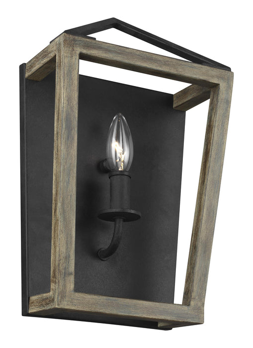 Gannet Bath Sconce in Weathered Oak Wood/Antique Forged Iron - Lamps Expo