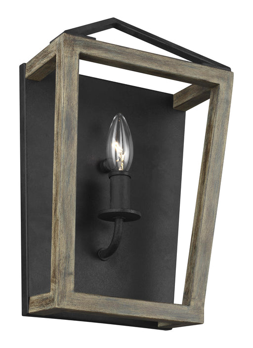 Gannet Bath Sconce in Weathered Oak Wood/Antique Forged Iron - Lamps Expo