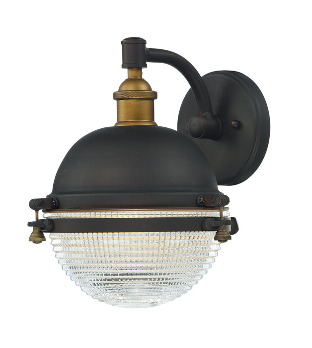 Portside 1-Light Outdoor Wall Sconce in Oil Rubbed Bronze / Antique Brass - Lamps Expo