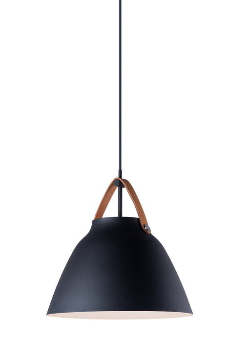 Nordic 1-Light Pendant in Tan Leather / Black - Lamps Expo