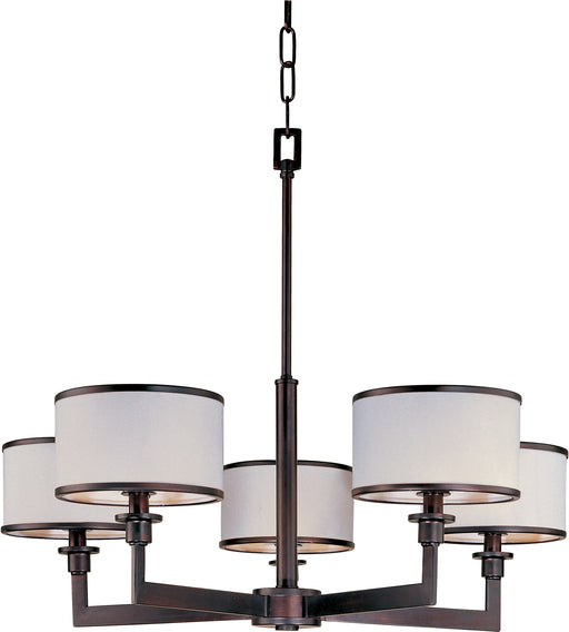 Nexus 5-Light Chandelier in Oil Rubbed Bronze with White Glass/Shade - Lamps Expo