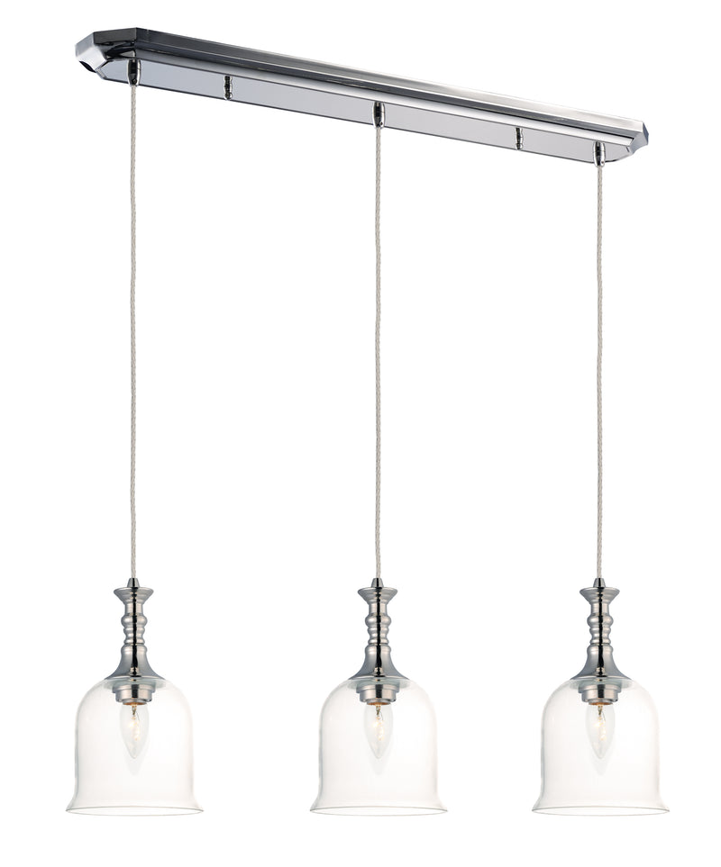 Centennial 3-Light Pendant in Polished Nickel with Clear Glass - Lamps Expo