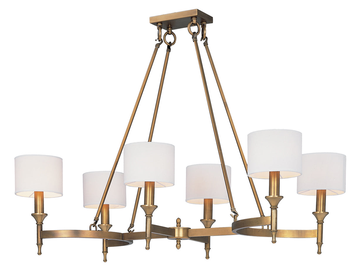 Fairmont 6-Light Chandelier in Natural Aged Brass - Lamps Expo