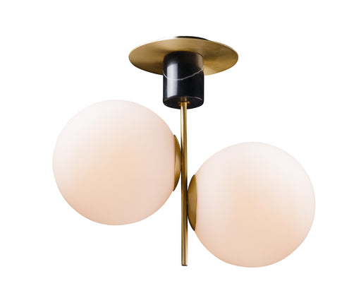 Vesper 2-Light Semi-Flush in Satin Brass / Black - Lamps Expo