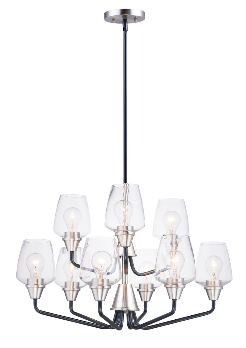 Goblet 9-Light Chandelier in Black / Satin Nickel - Lamps Expo
