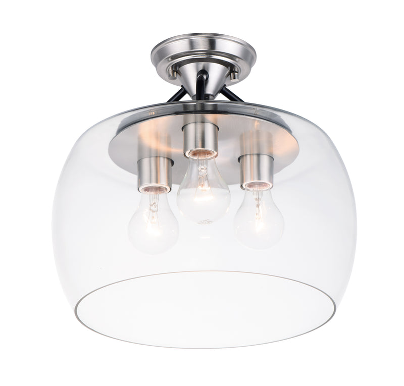 Goblet 3-Light Semi Flush Mount in Black / Satin Nickel - Lamps Expo