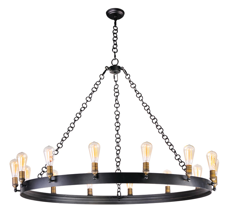 Noble 14-Light Chandelier in Black / Natural Aged Brass - Lamps Expo
