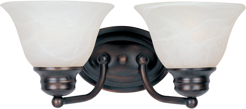 Malaga 2-Light Bath Vanity in Oil Rubbed Bronze with Marble Glass - Lamps Expo