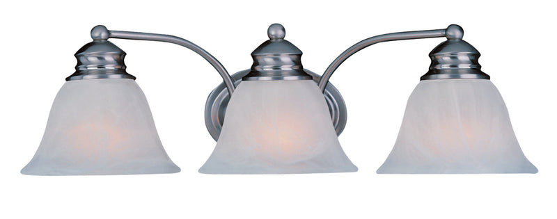 Malaga 3-Light Bath Vanity in Satin Nickel with Frosted Glass - Lamps Expo