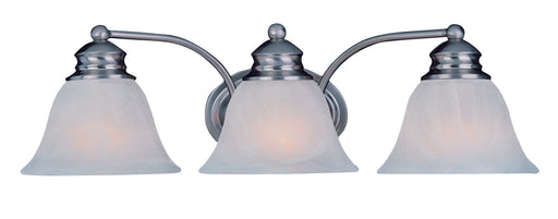 Malaga 3-Light Bath Vanity in Satin Nickel with Frosted Glass - Lamps Expo