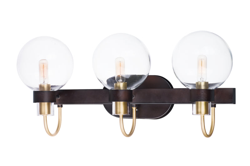 Bauhaus 3-Light Bath Vanity in Bronze / Satin Brass with Clear Glass - Lamps Expo