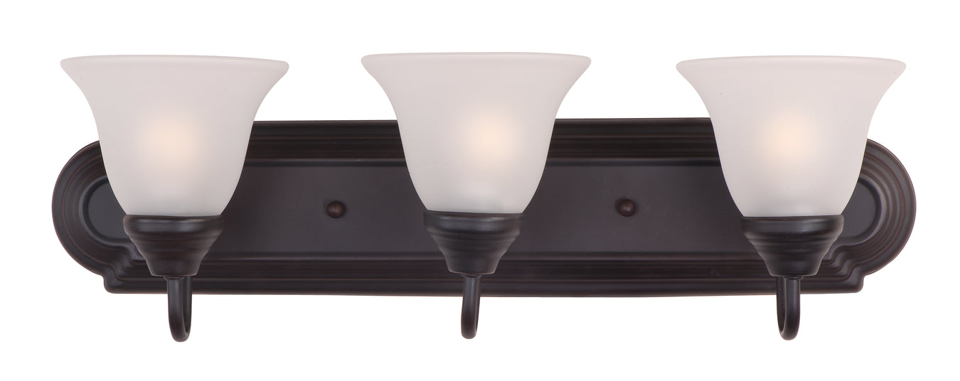 Essentials 3-Light Bath Vanity in Oil Rubbed Bronze with Frosted Glass - Lamps Expo