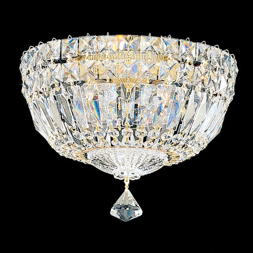Petit Crystal Deluxe 4-Light Flush Mount in Silver with Clear Gemcut Crystals